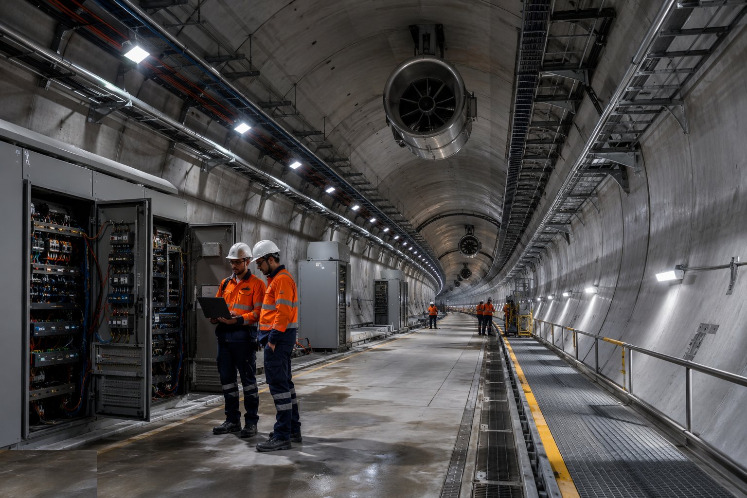 Install lighting, controls and SCADA integration — Tunnel Fit-out — Drainage, Ventilation & M&E, step 6