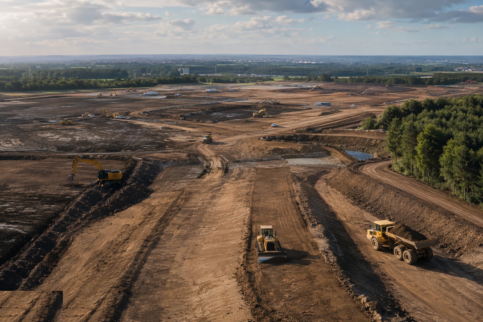 Earthworks to development platforms and corridors — Development Infrastructure & Enabling Works, step 2
