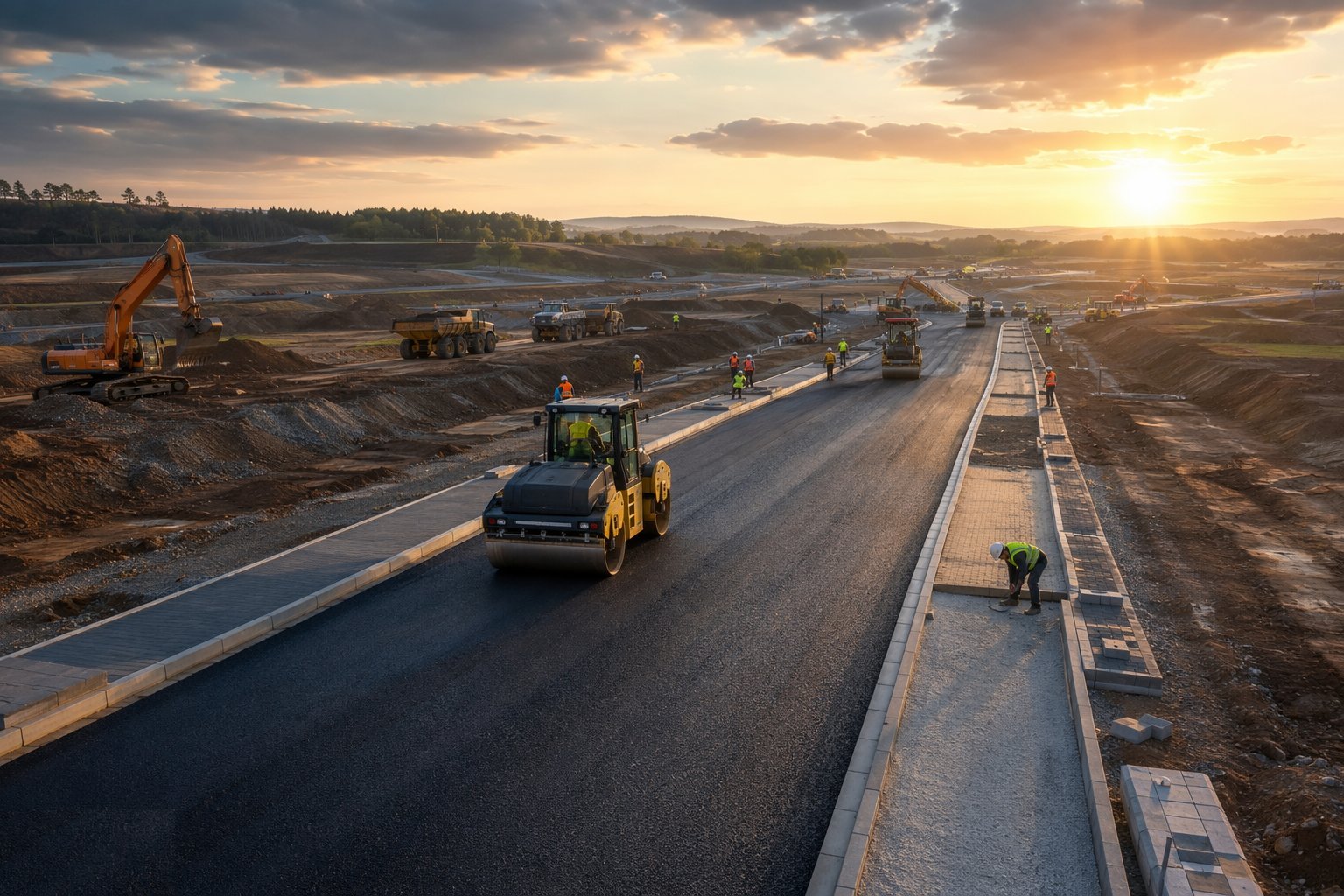 Build the roads: formation to surfacing — Development Infrastructure & Enabling Works, step 5