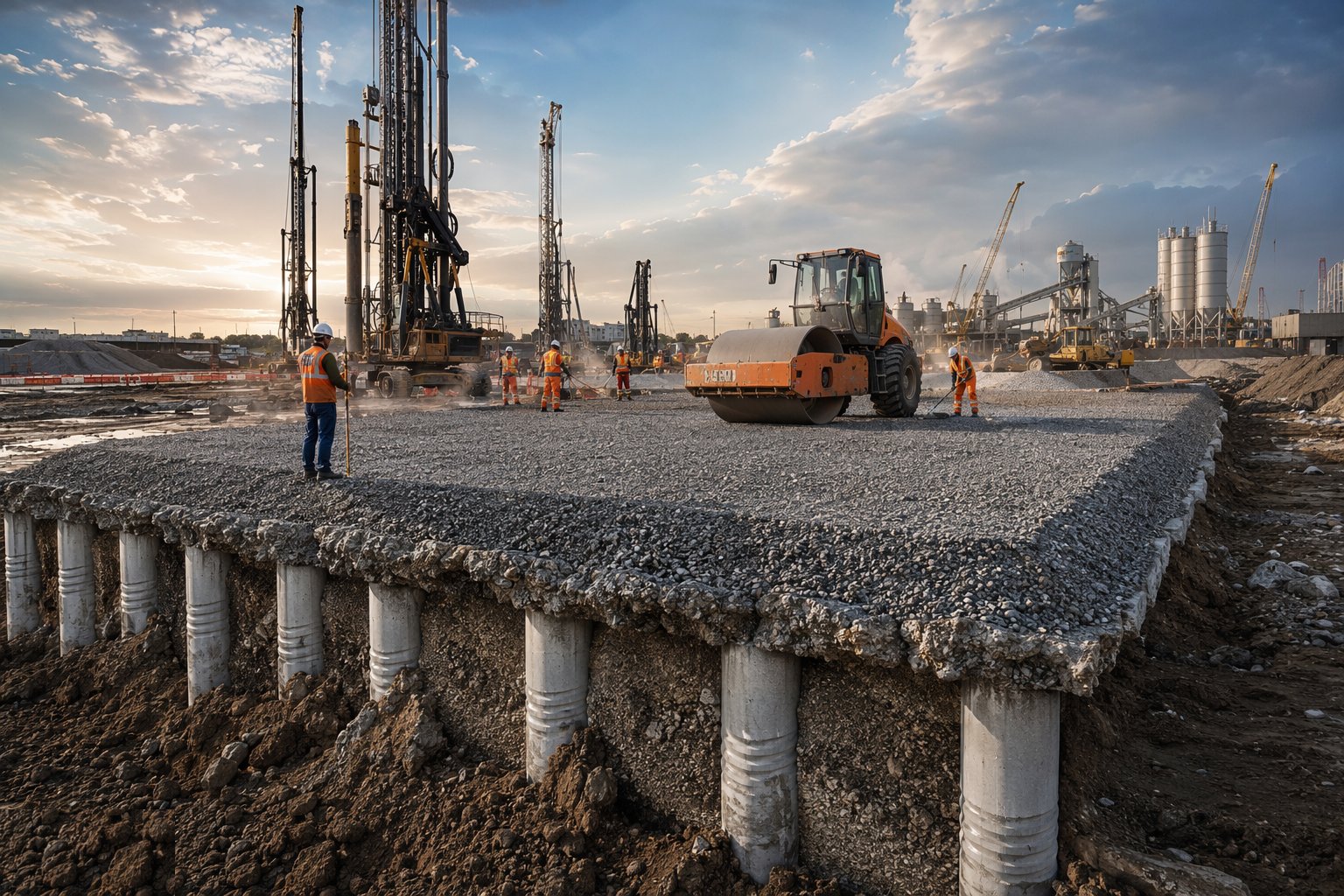 Construct the load-transfer platform and surface — Ground Improvement Techniques, step 5