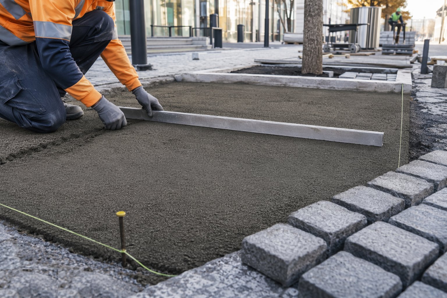 Screed the laying course or set out mortar beds — Hard Landscaping & Public Realm, step 3