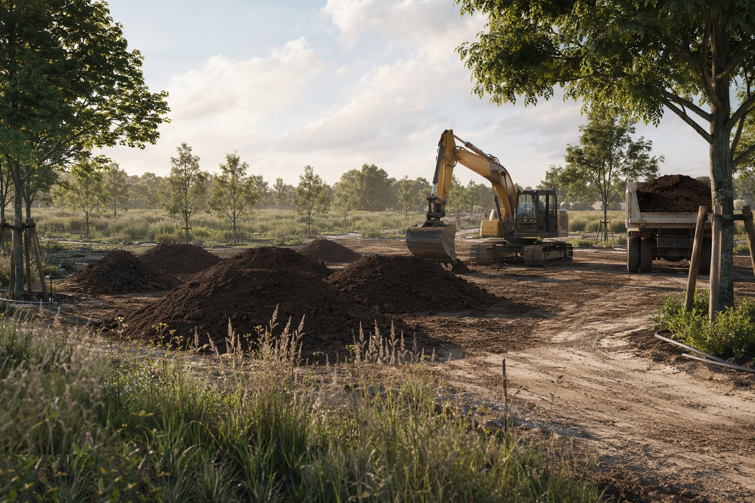 Strip, stockpile and respread the topsoil — Soft Landscaping & Planting, step 1