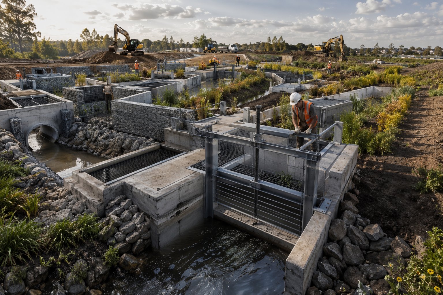 Build the flow controls and structures — SuDS & Blue-Green Infrastructure, step 3