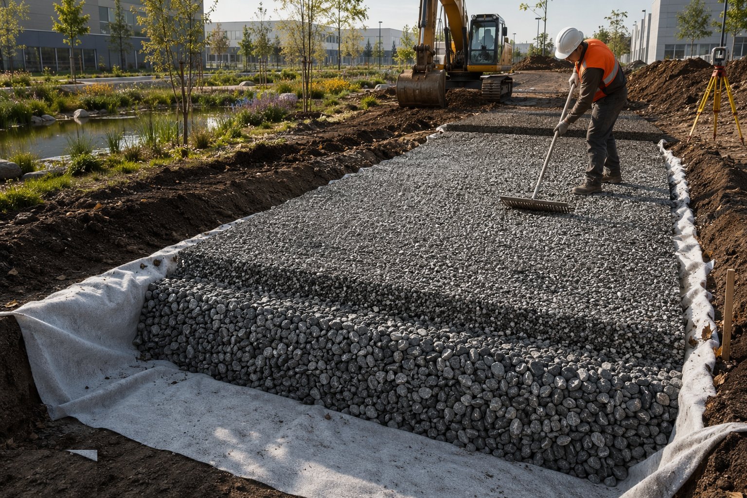 Construct the permeable paving — SuDS & Blue-Green Infrastructure, step 4