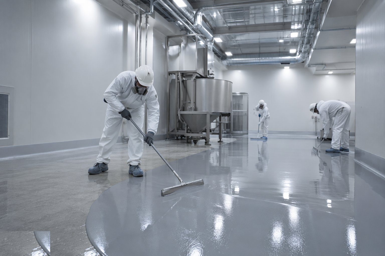 Install floors, coves and wall finishes — Controlled Production Environments, step 3