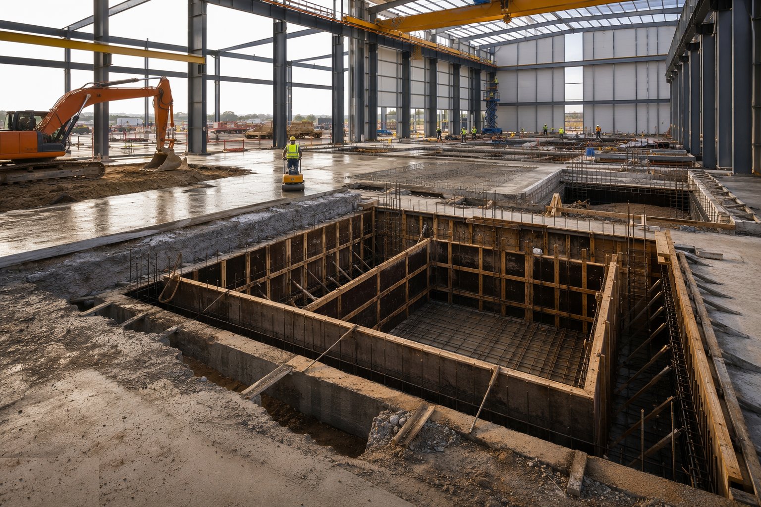 Form pits, trenches and machine bases — Factories & Production Buildings, step 4