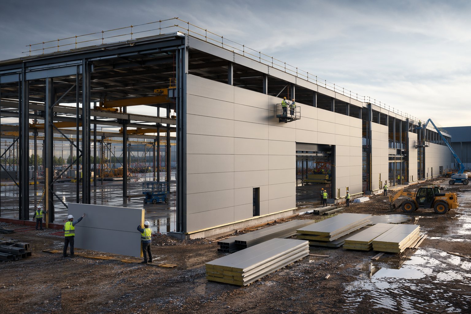 Close the envelope and fit the process interfaces — Factories & Production Buildings, step 5