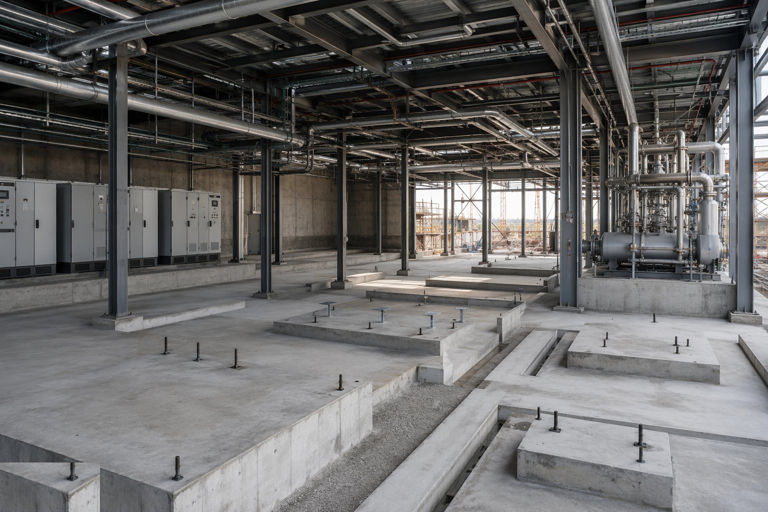 Establish primary plant rooms and corridors — Industrial Services & Utilities, step 1