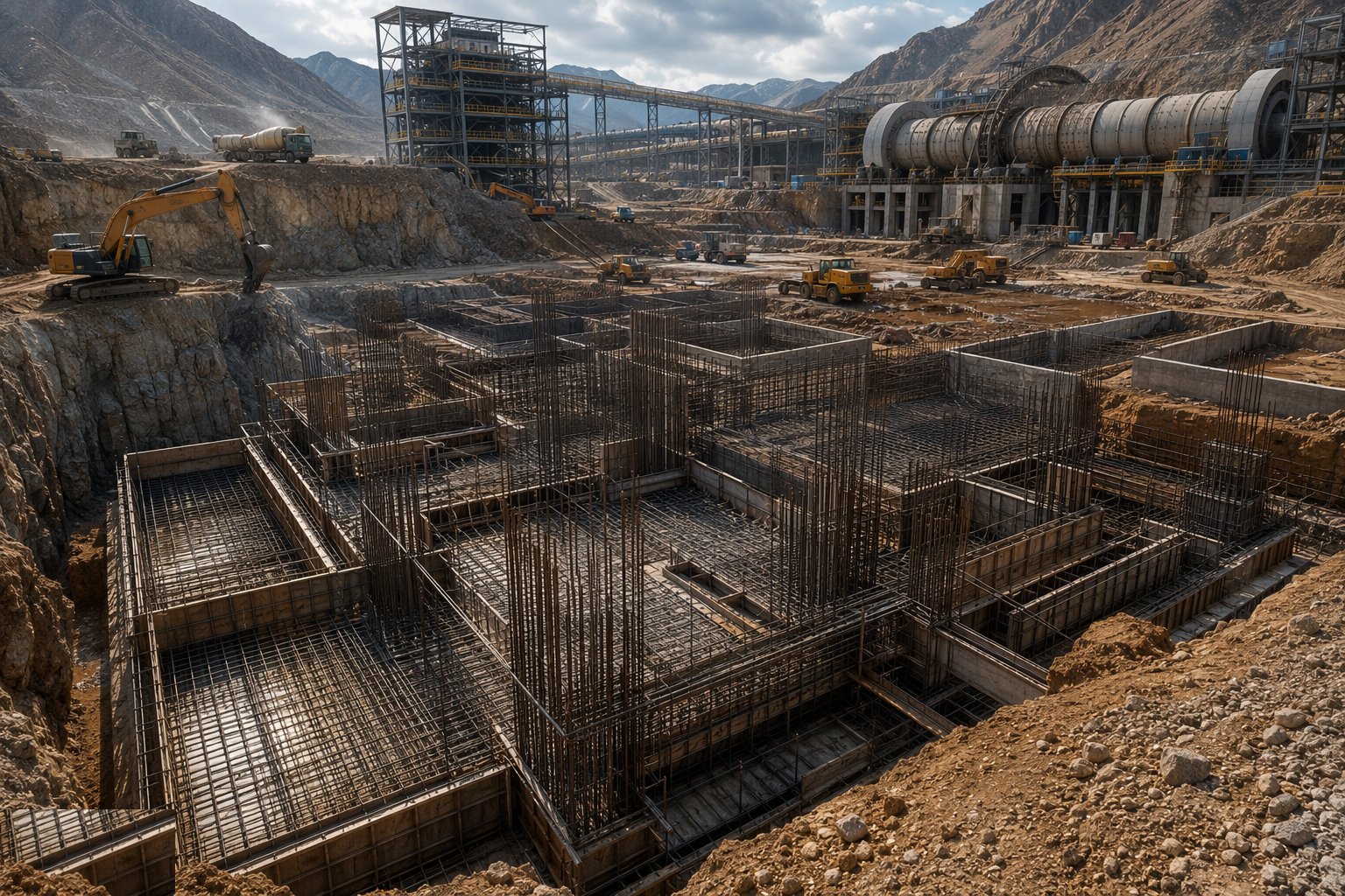Establish the heavy foundation programme — Mineral Processing Plant Construction, step 1