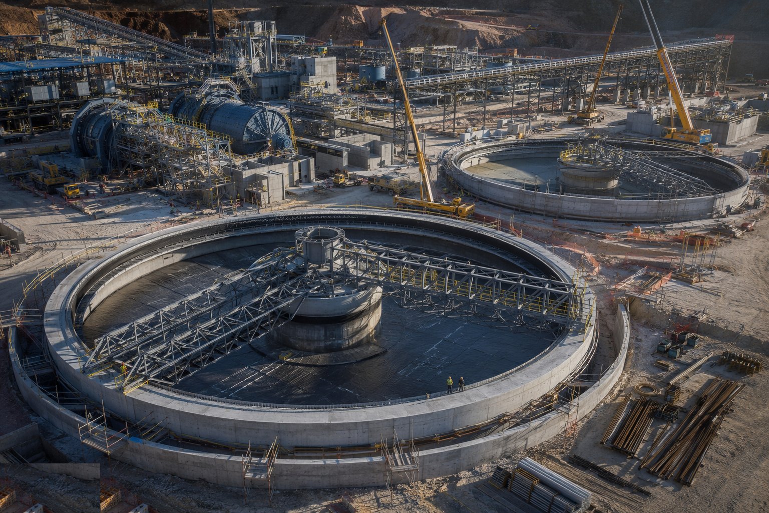 Construct thickeners and tankage — Mineral Processing Plant Construction, step 5