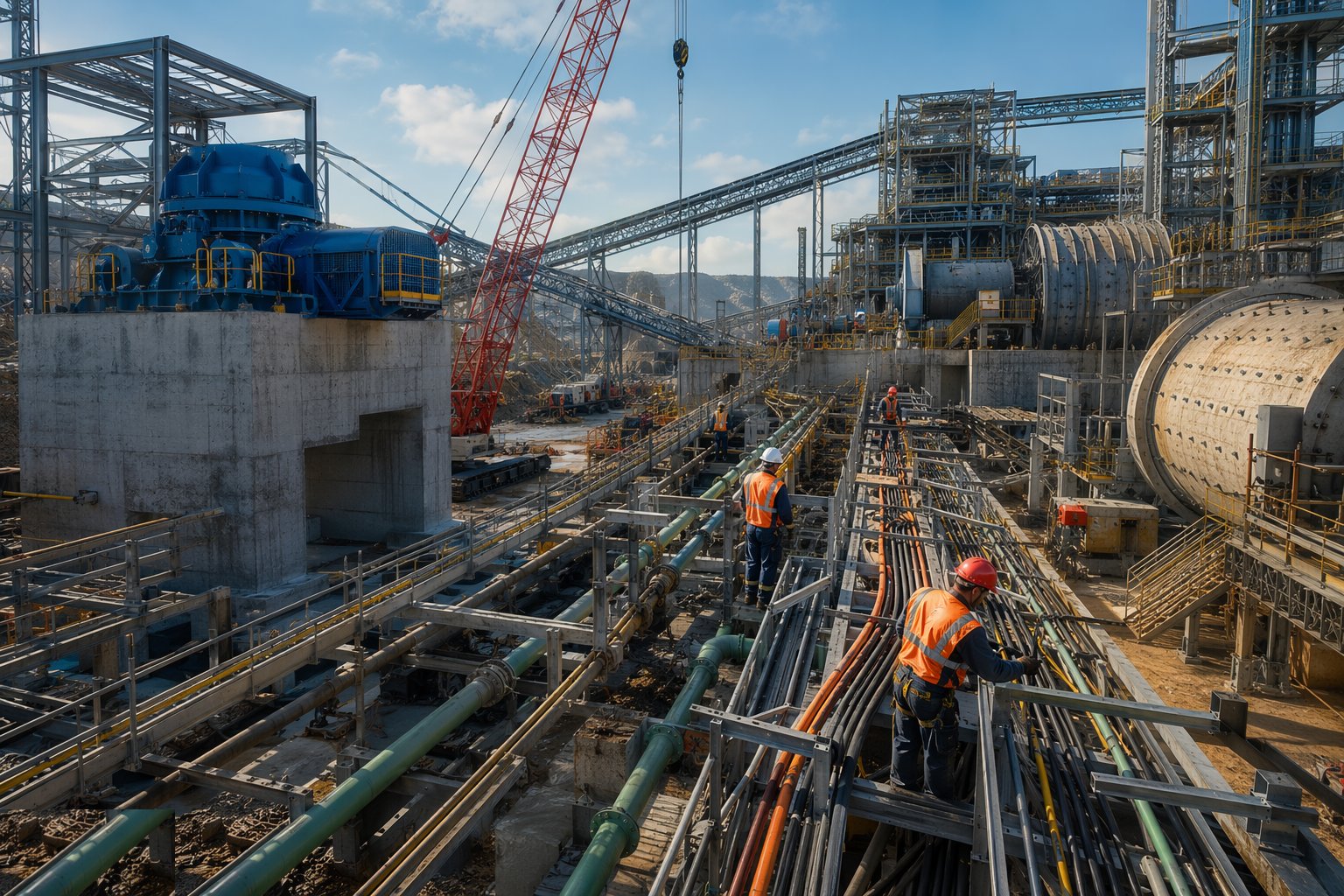 Install piping, electrical and controls — Mineral Processing Plant Construction, step 6