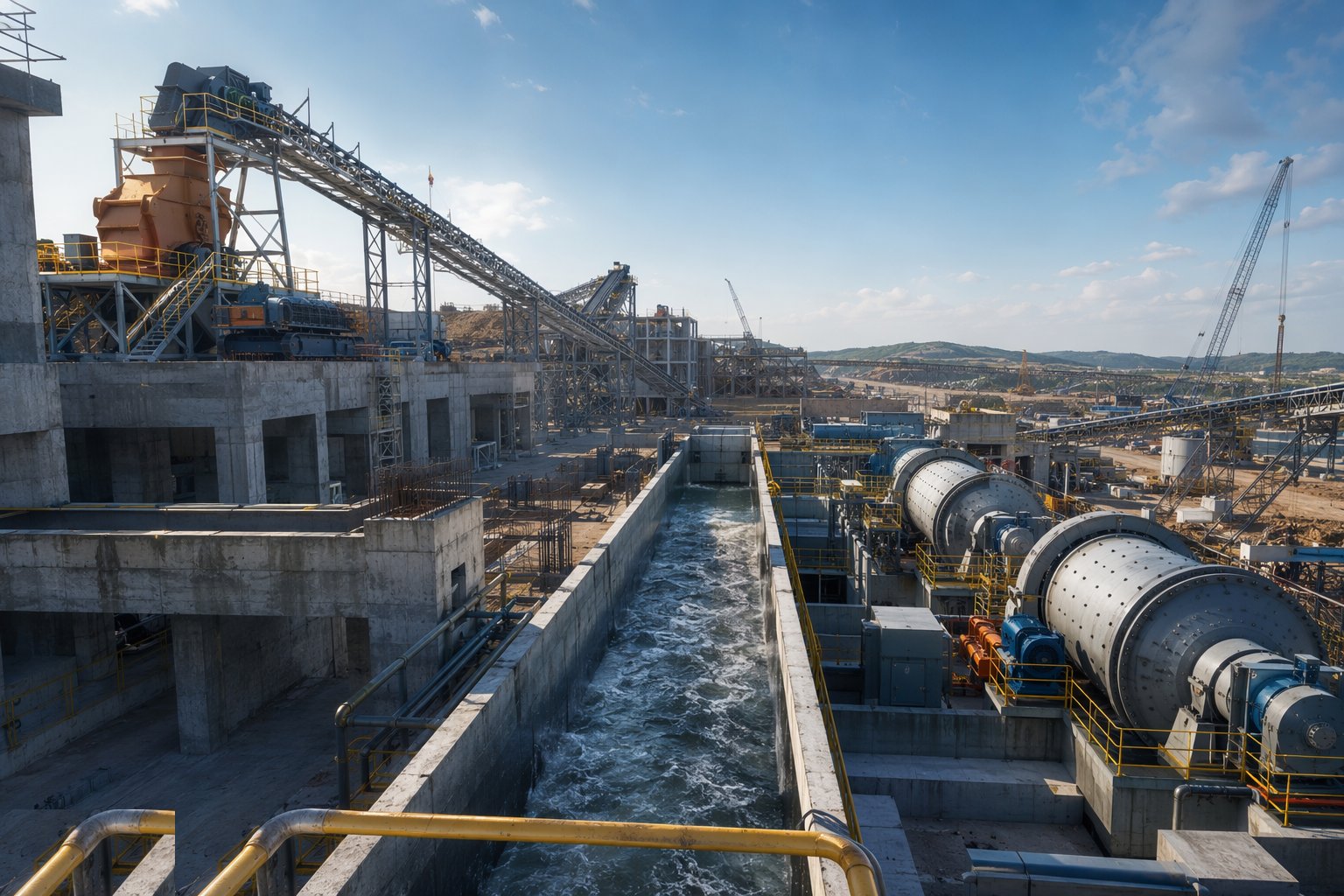Commission with water, then ore — Mineral Processing Plant Construction, step 7
