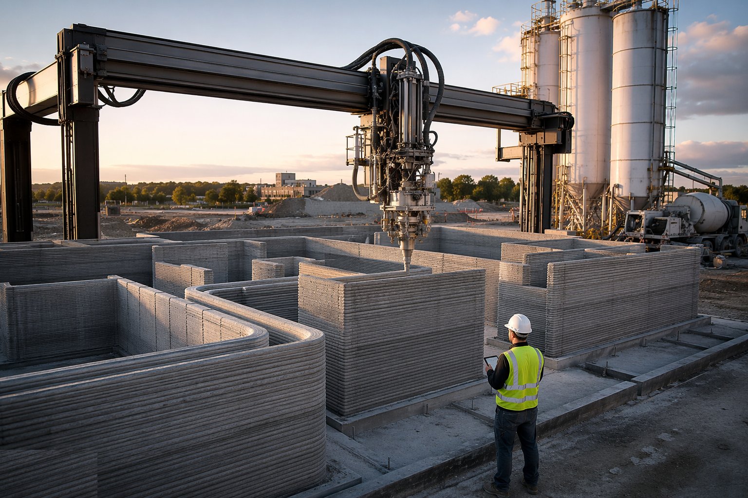 Print in controlled layers with continuous supervision — 3D Printing and Additive Construction, step 4