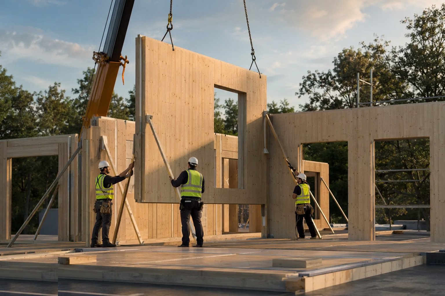 Erect, plumb and fix the ground-storey panels — Panelised Systems — Open and Closed Panel, step 3