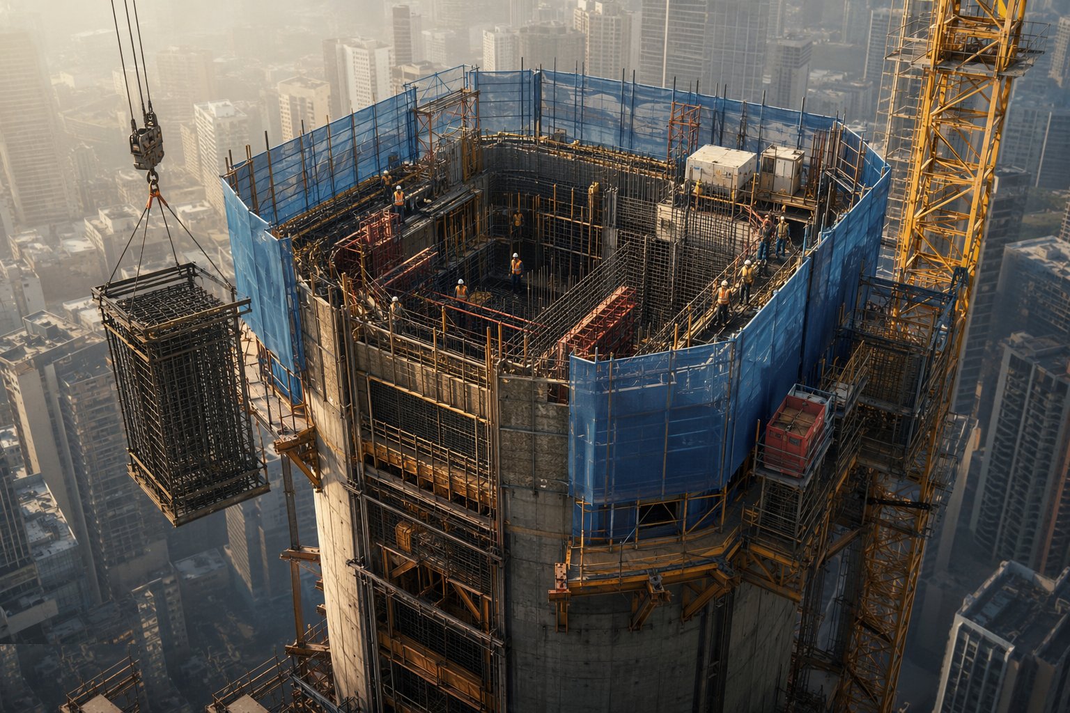 Fix reinforcement and cast-in items inside the system — Site-Based MMC — Tunnel Form, Jump Form, Slipform, ICF, step 3