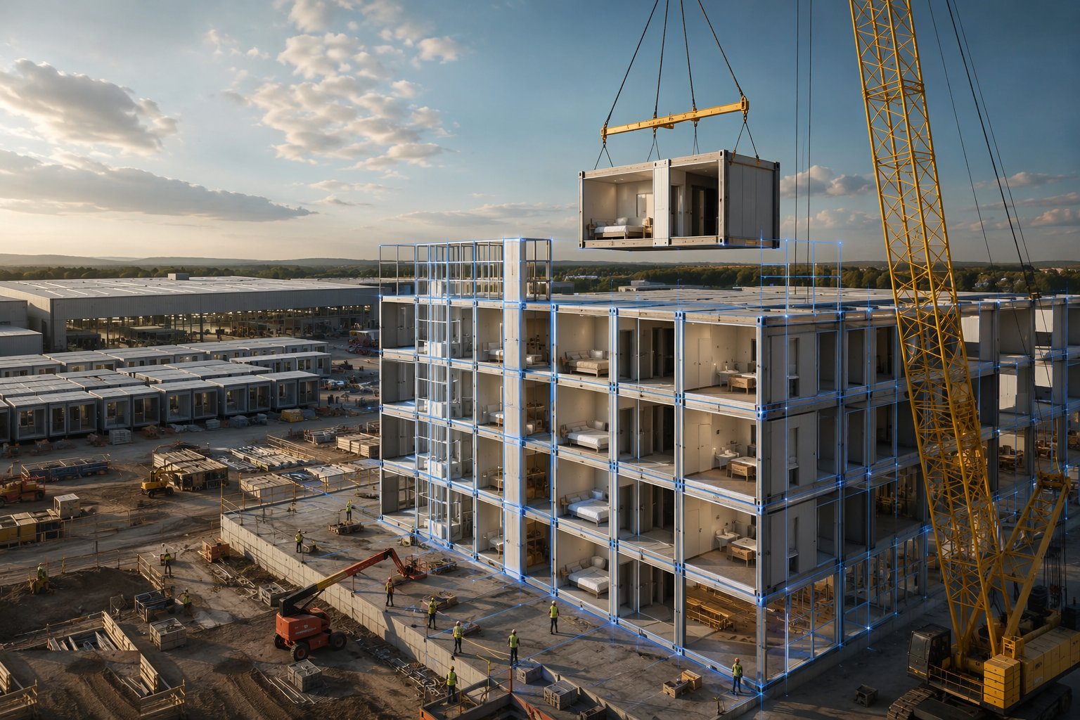 Set the module grid and freeze it with the design — Volumetric Modular Construction, step 1