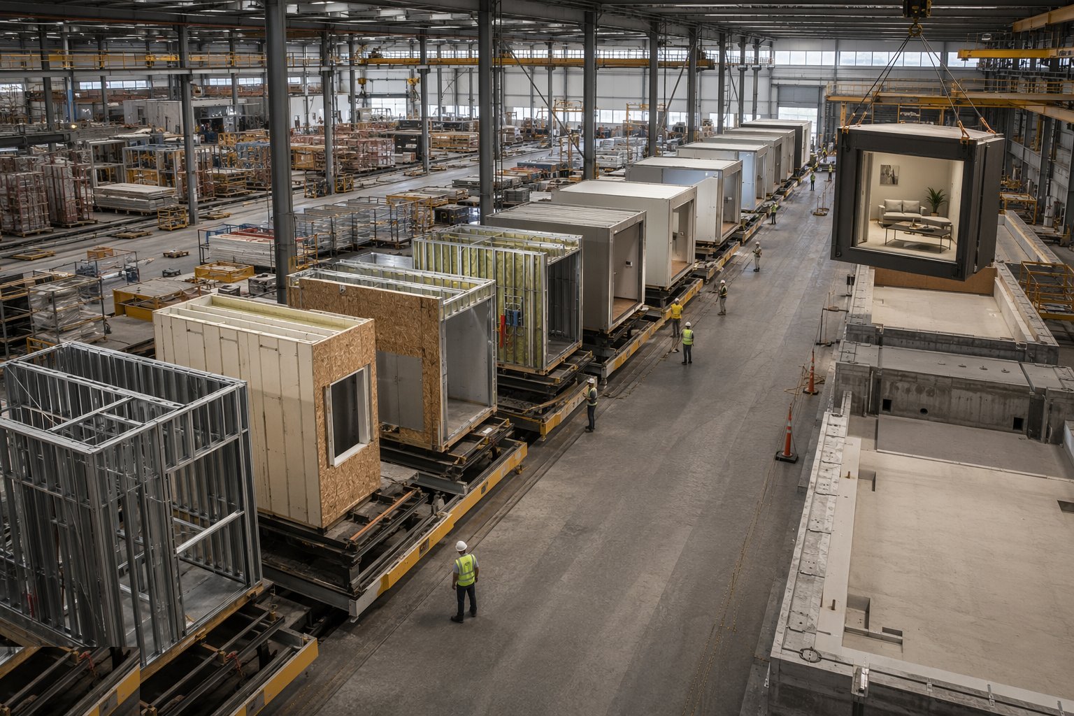 Build the modules down the factory line — Volumetric Modular Construction, step 2