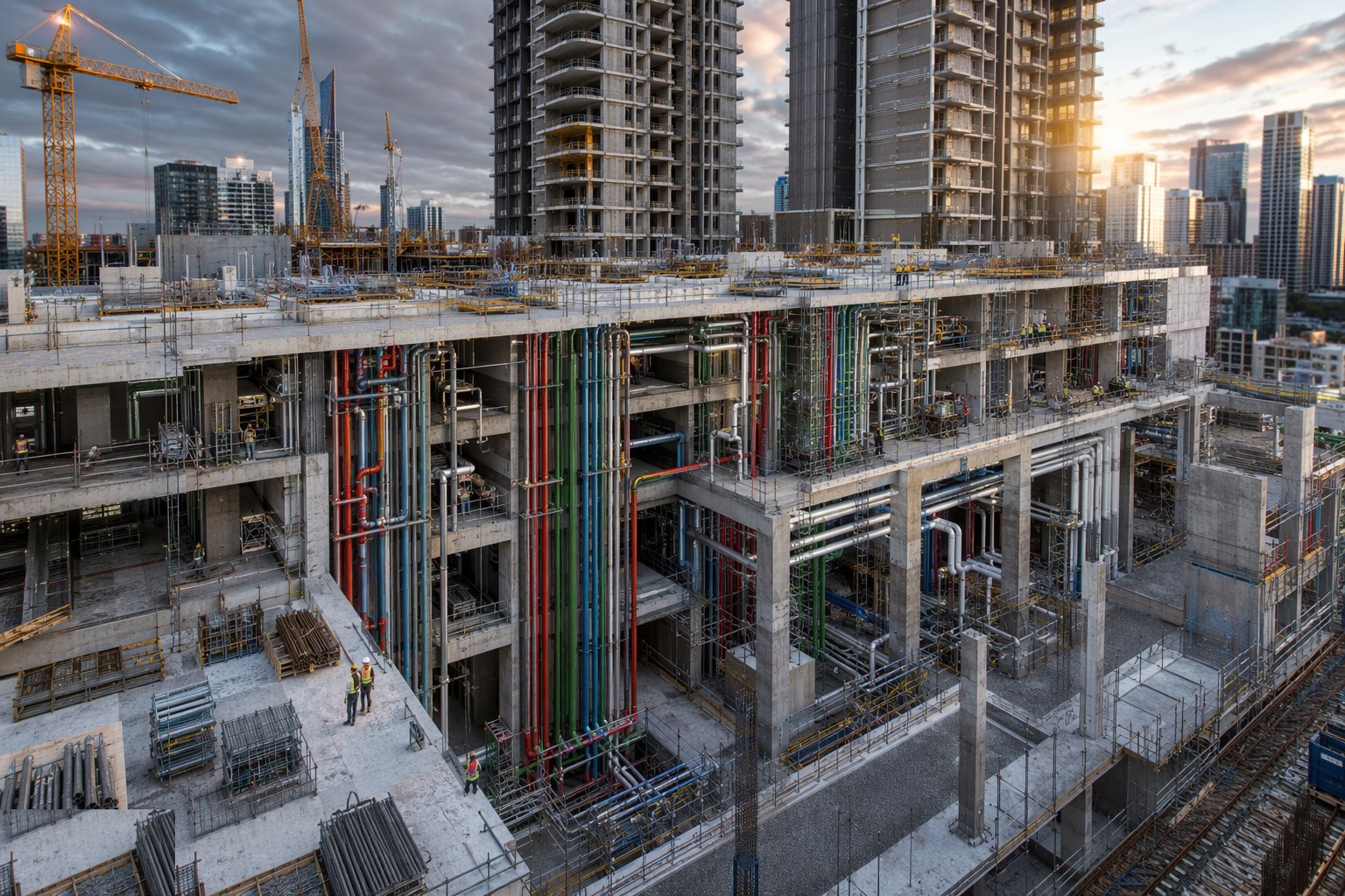 Reconcile the services and risers across tenures — Podium & Tower Construction, step 4