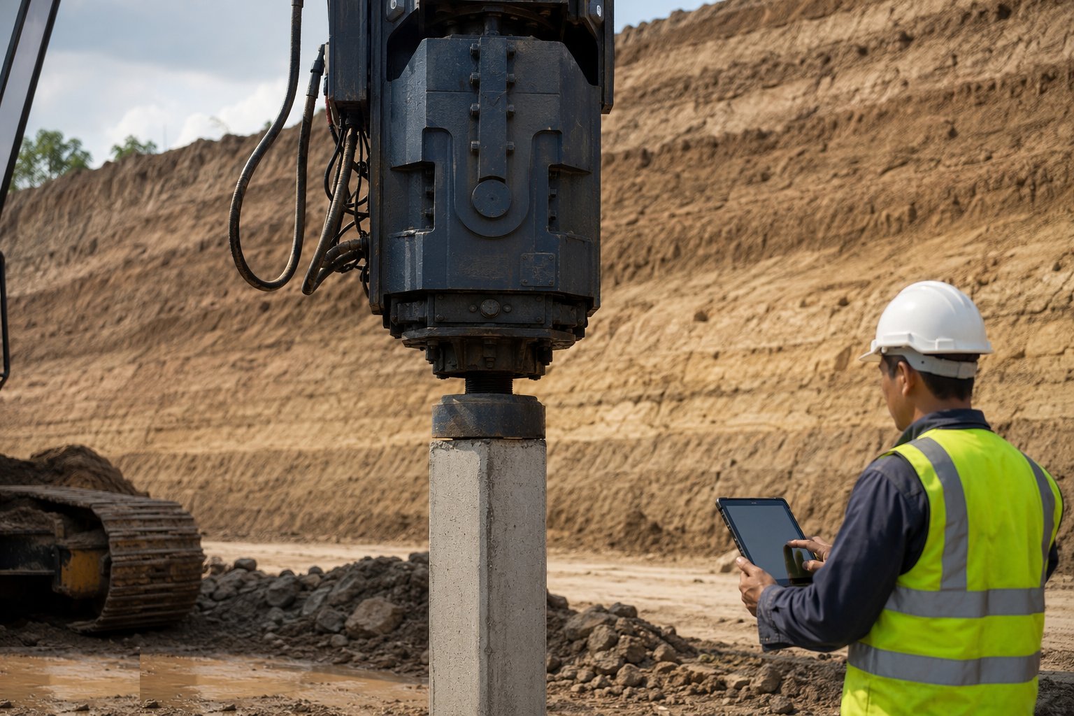 Drive with the hammer, recording every blow — Driven precast concrete piles, step 2