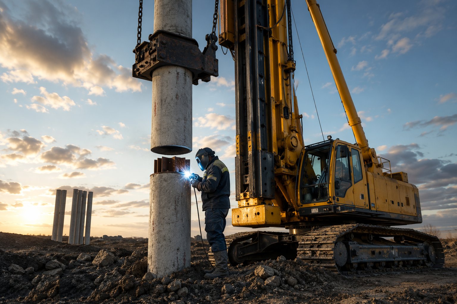 Joint on the next length if required — Driven precast concrete piles, step 3