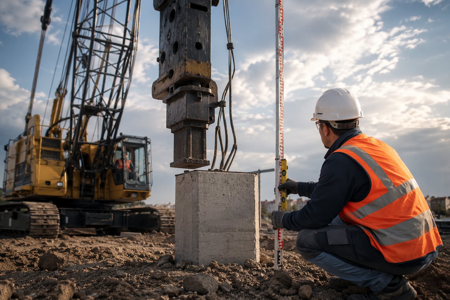 Achieve the designed set — Driven precast concrete piles, step 4