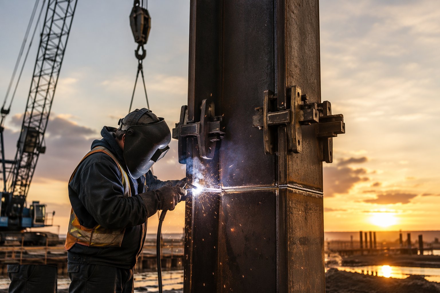 Pitch and splice to length — Driven steel tube and H piles, step 2