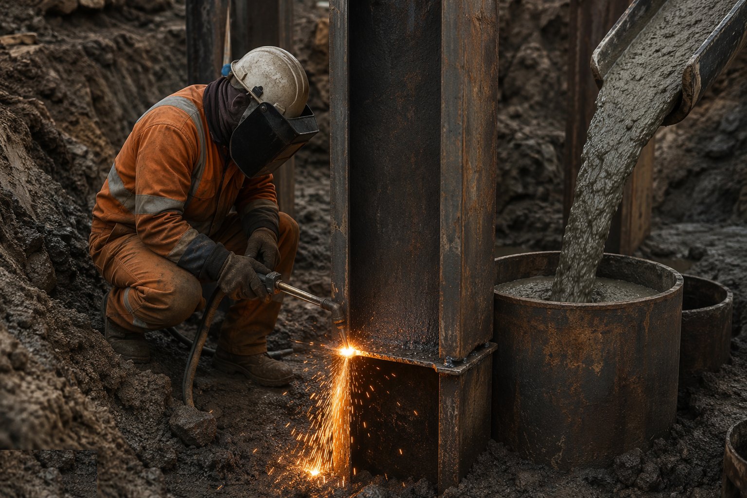 Inspect, cut off and fill — Driven steel tube and H piles, step 5