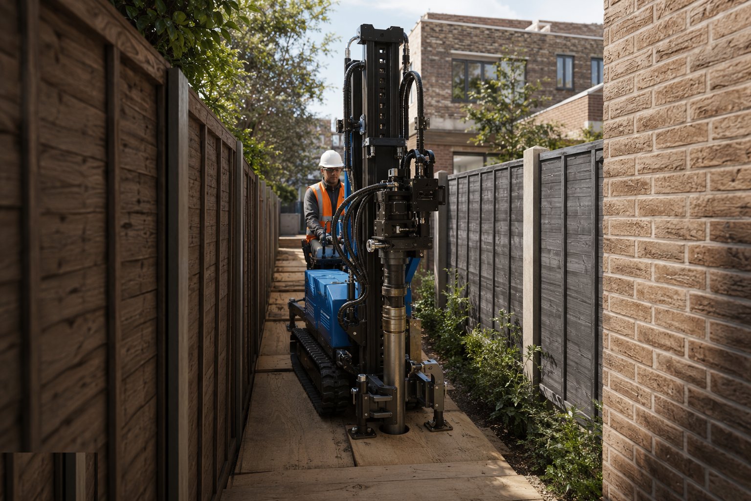 Track the rig in and set up — Mini and micro piling, step 2