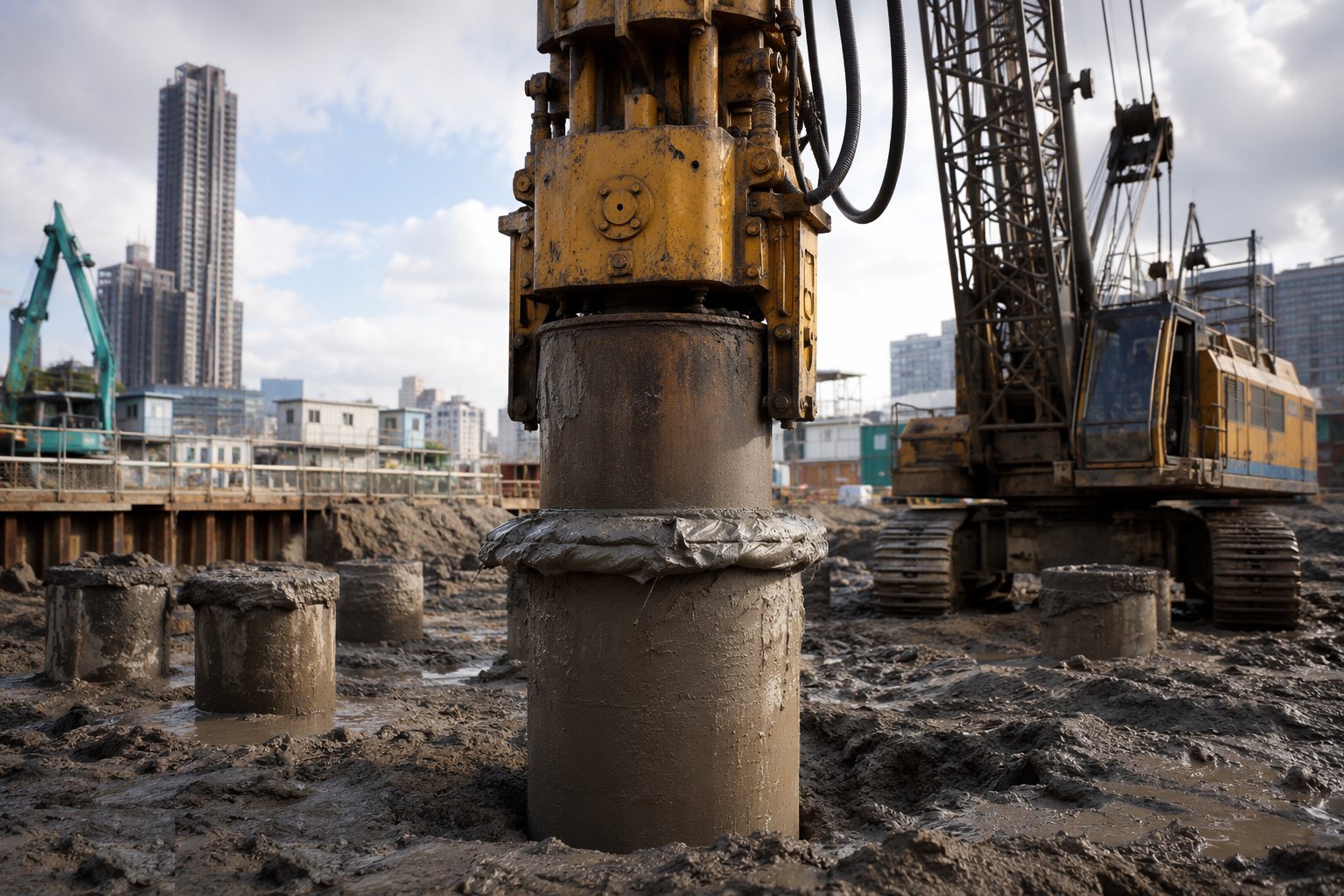 Extract the casing and protect the head — Rotary bored cast-in-situ piles, step 6