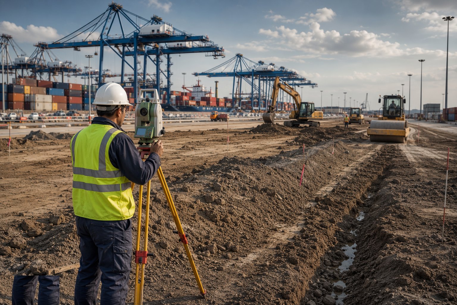 Engineer the formation and the drainage — Container Terminals & Port Pavements, step 1