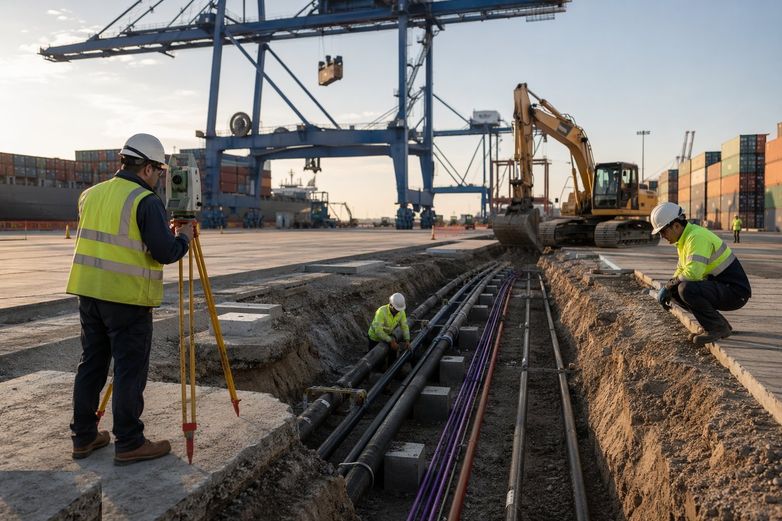 Fix the buried services before the pavement — Container Terminals & Port Pavements, step 2