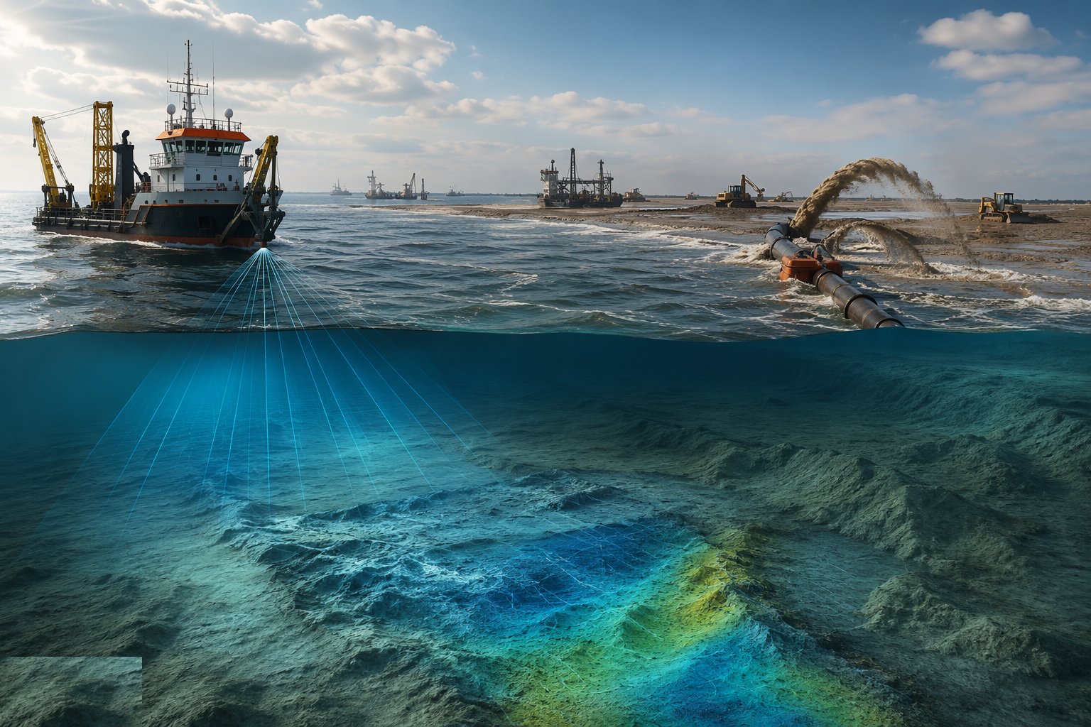 Survey the seabed and build the ground model — Dredging & Land Reclamation, step 1