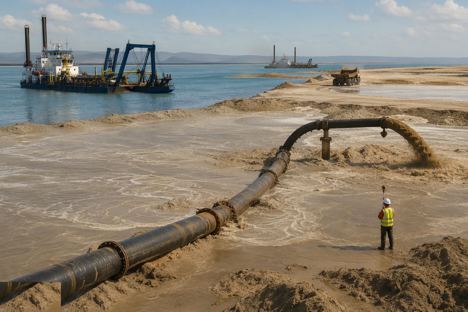 Dredge and place the fill — Dredging & Land Reclamation, step 3