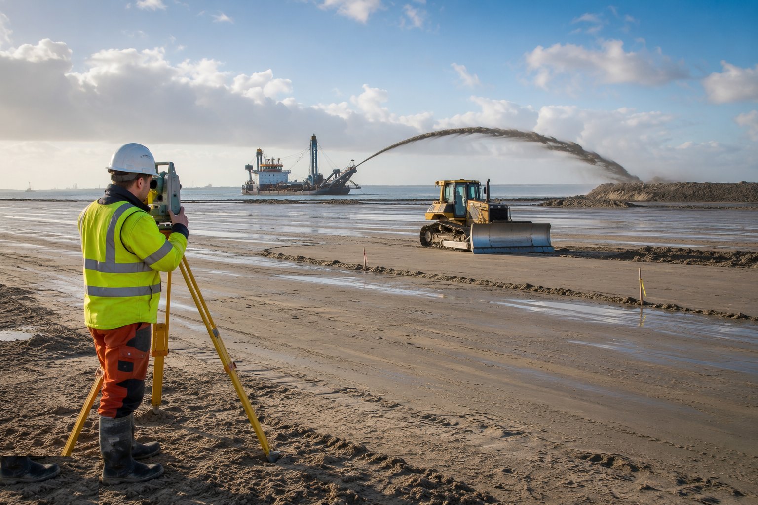Grade and proof the placed surface — Dredging & Land Reclamation, step 4