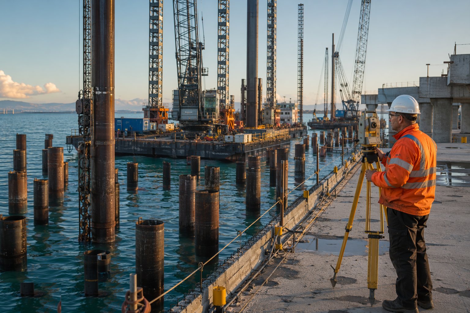 Test, survey and hand over — Marine Piling & Jetty Construction, step 7