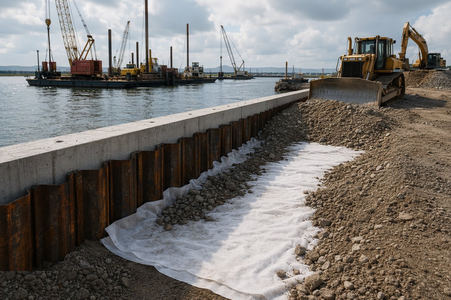 Backfill and improve the ground behind the wall — Quay Walls & Berth Construction, step 5