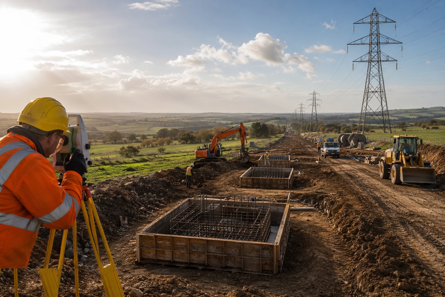Construct the foundations — Overhead Line Construction, step 2