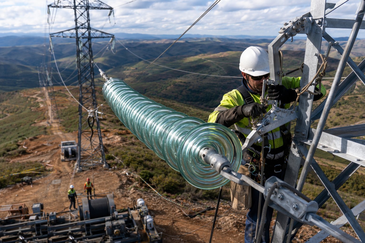 Fit insulators, hardware and earthing — Overhead Line Construction, step 4