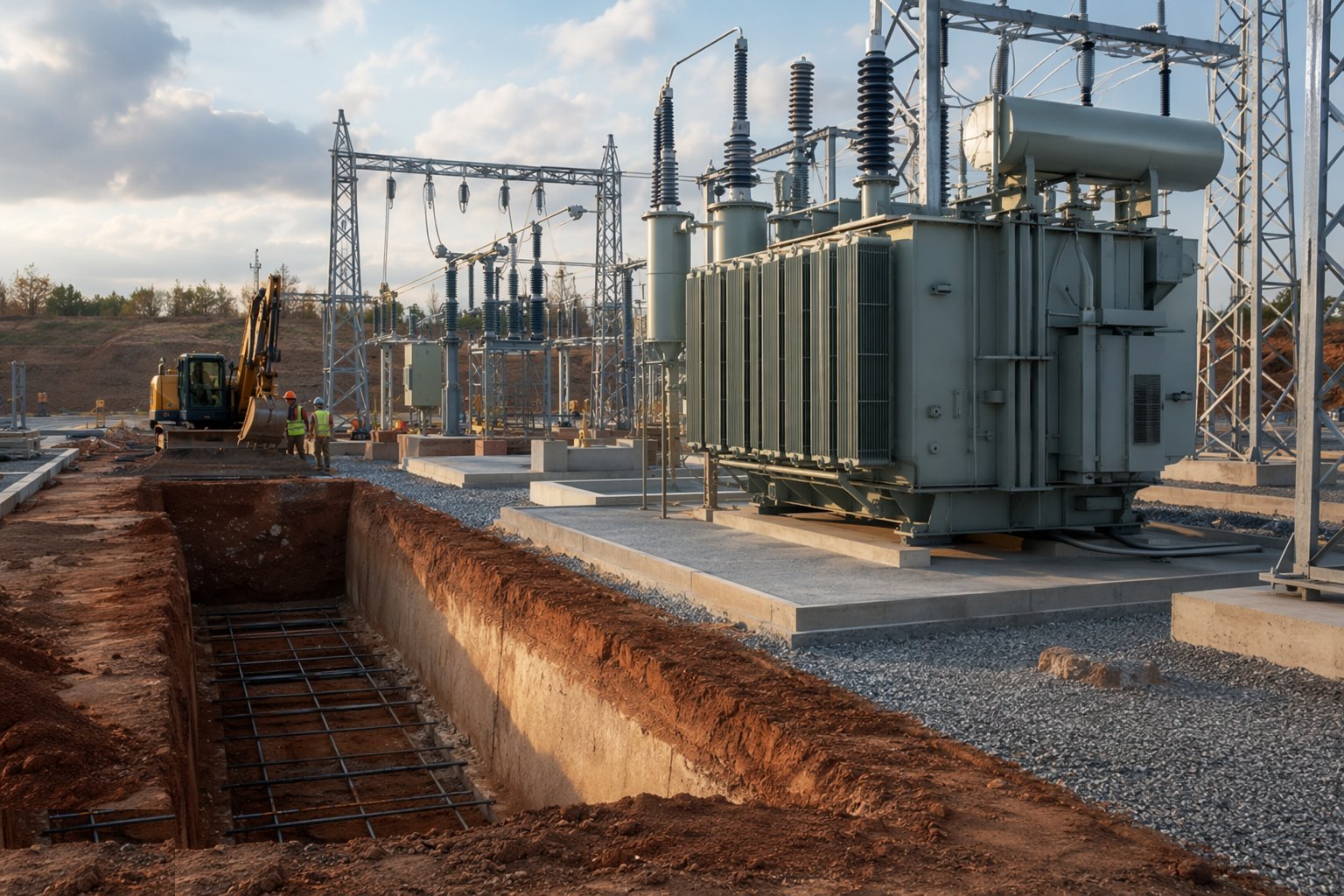 Cast plinths, bunds, trenches and building foundations — Substation Construction, step 3