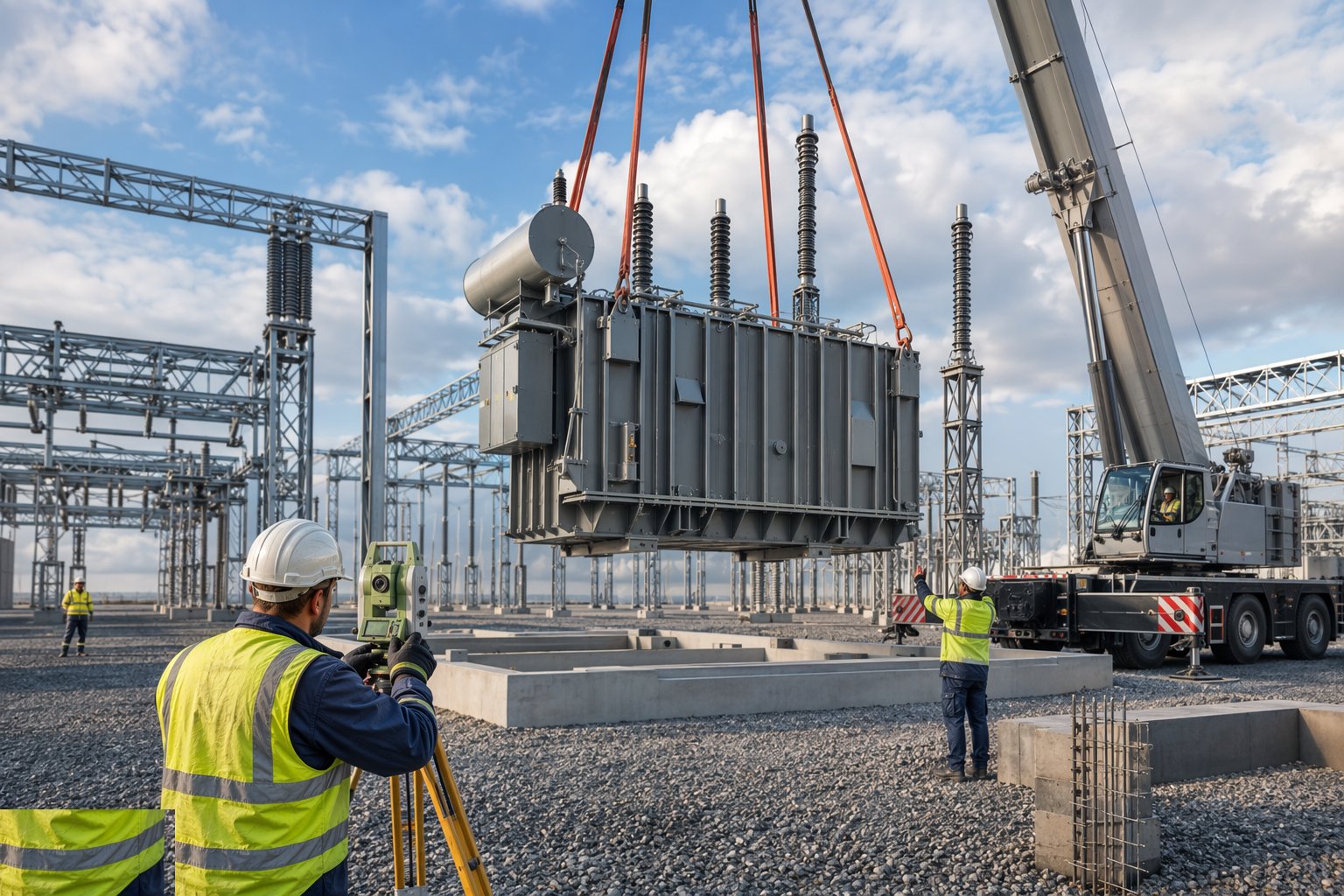 Deliver and install the transformers — Substation Construction, step 4
