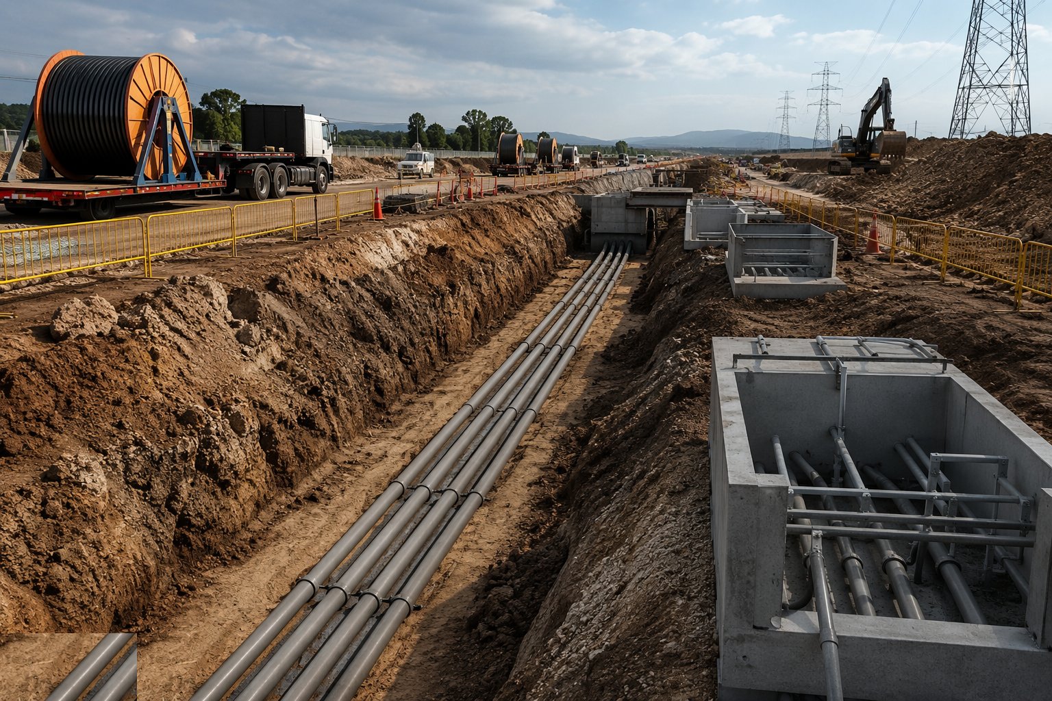 Excavate the trench and install the duct bank — Underground Cable Installation, step 2