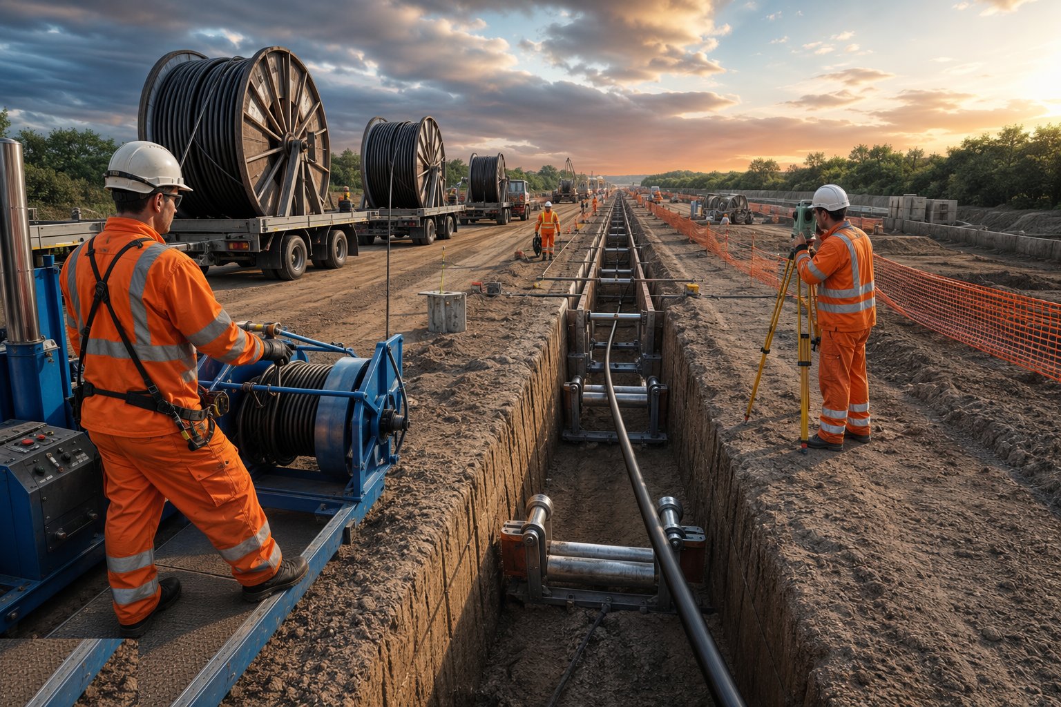 Pull and lay the cable — Underground Cable Installation, step 3