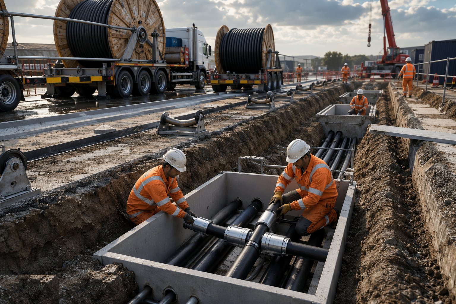 Joint the sections and fit link boxes — Underground Cable Installation, step 5