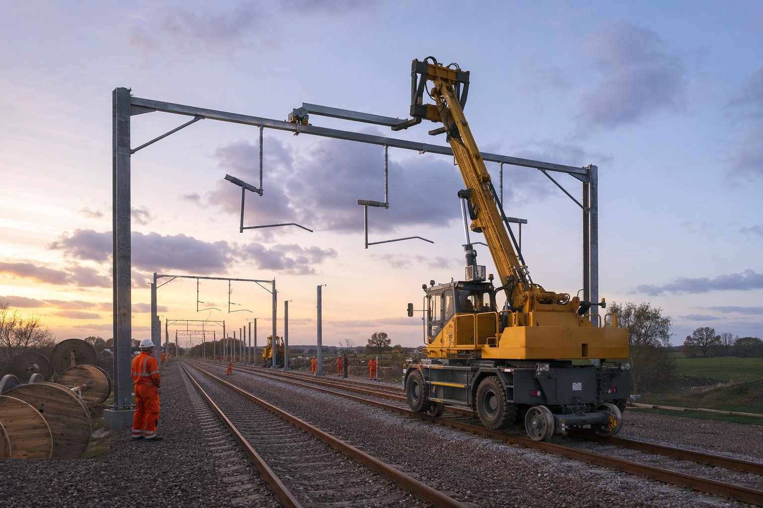 Erect masts, portals and cantilevers — Rail Electrification — OLE & Conductor Rail, step 2