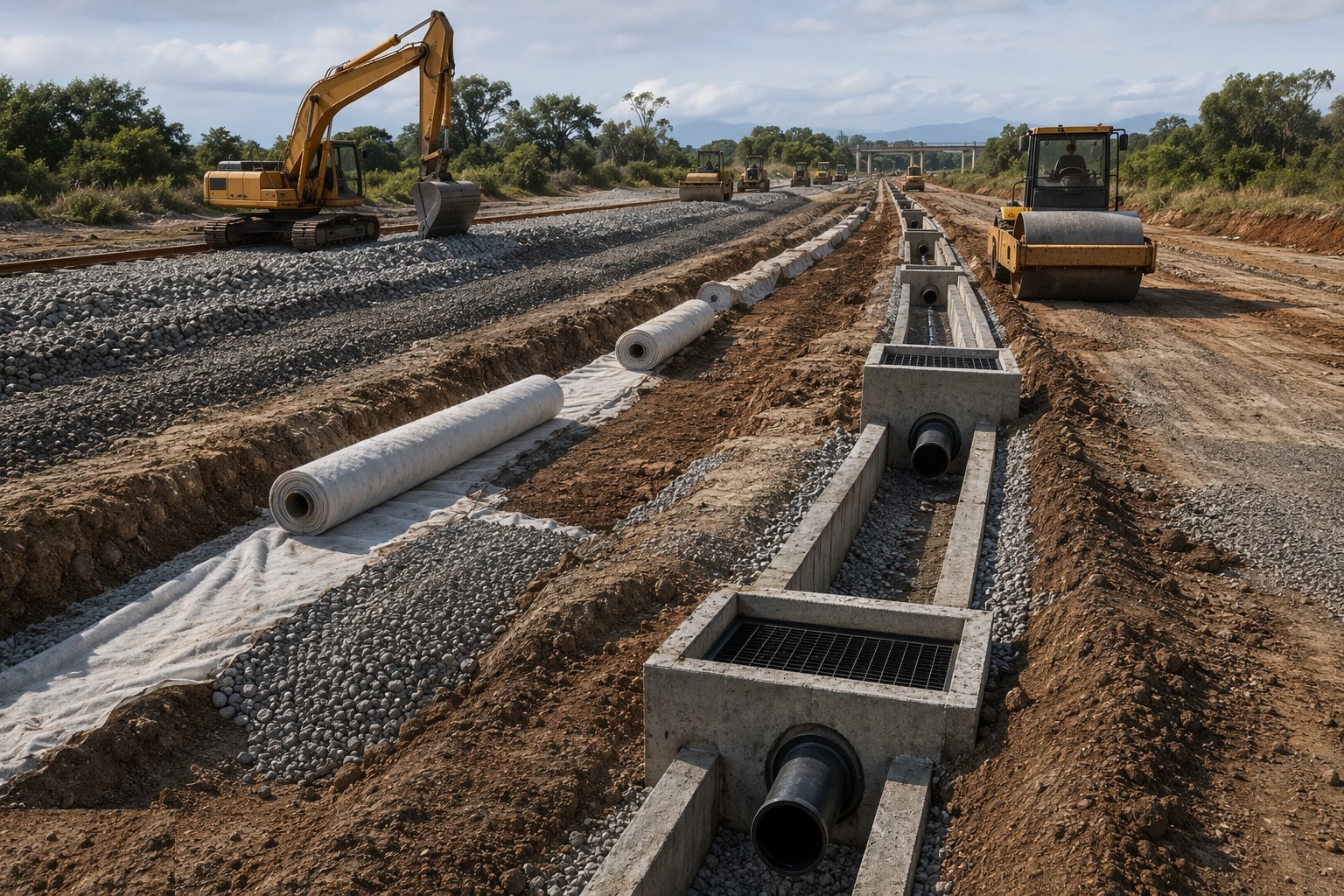 Construct the track drainage — Rail Formation & Trackbed, step 4