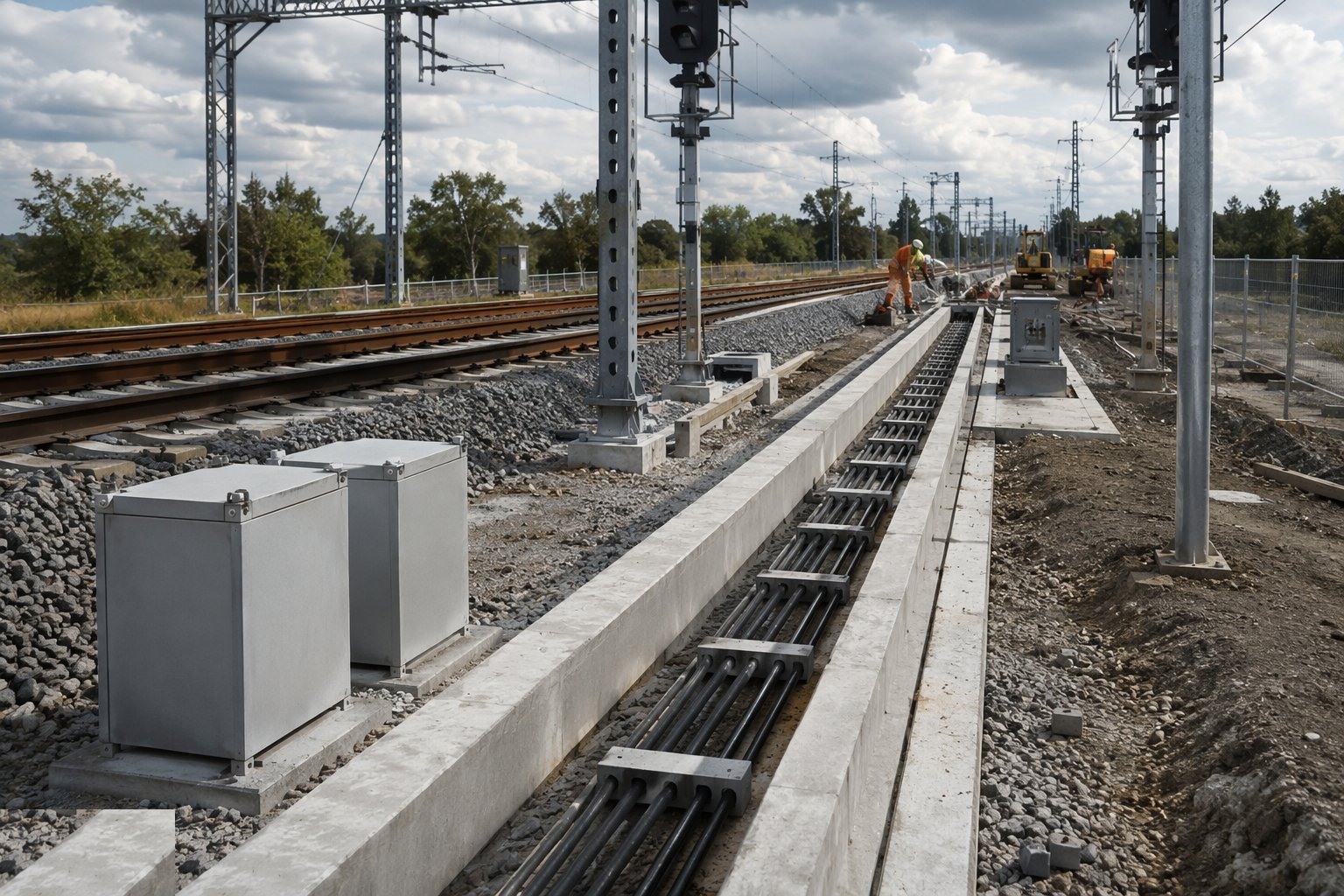Build the cable routes and troughing — Signalling & Telecoms, step 1