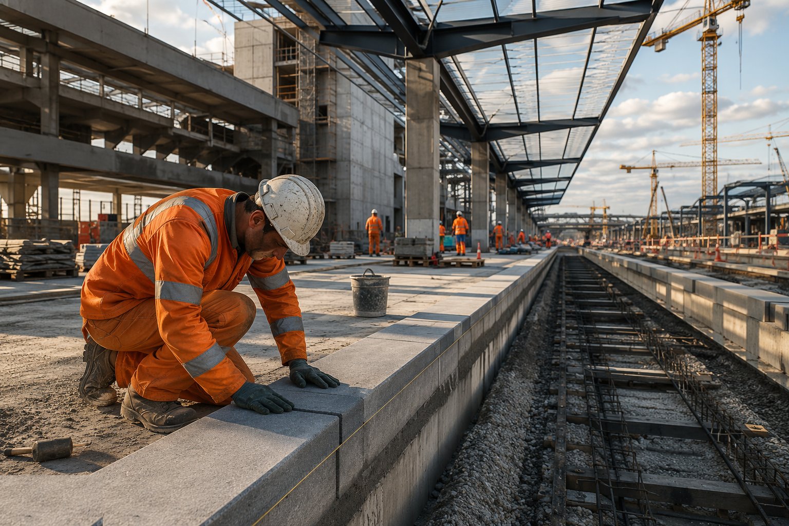 Form the platforms and set the edge — Station Construction, step 2