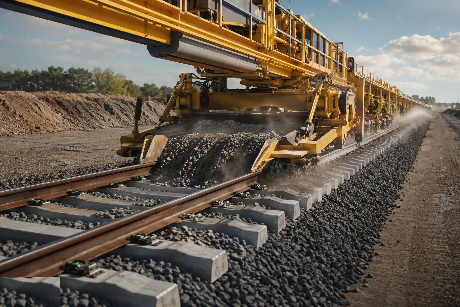 Drop and regulate the ballast — Track Construction, step 4