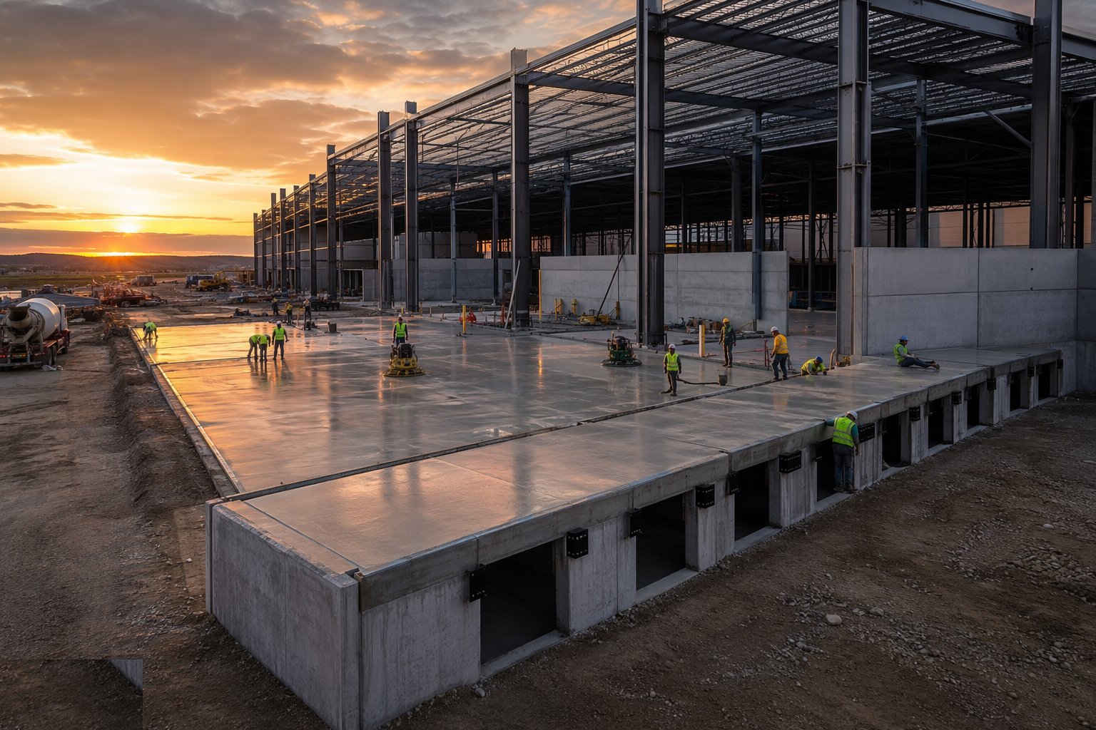 Cast the slabs and form the docks — Retail Shells & Shopping Centre Structures, step 3