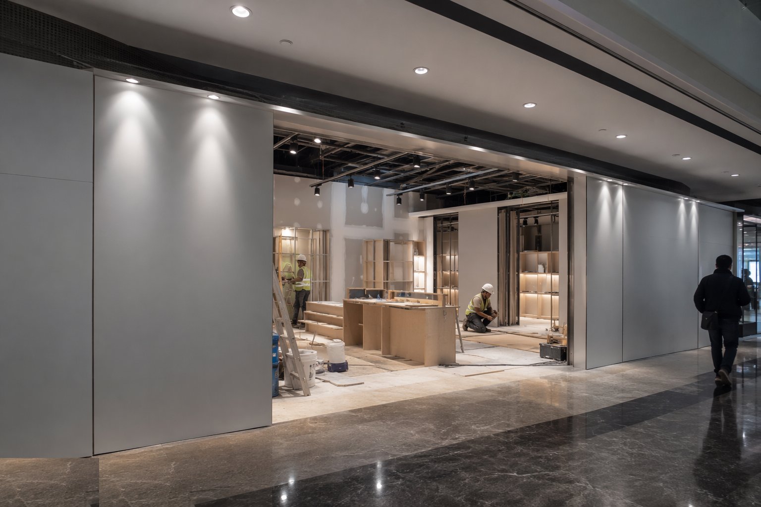 Erect hoarding, protection and temporary works — Shopfitting & Retail Fit-Out, step 2